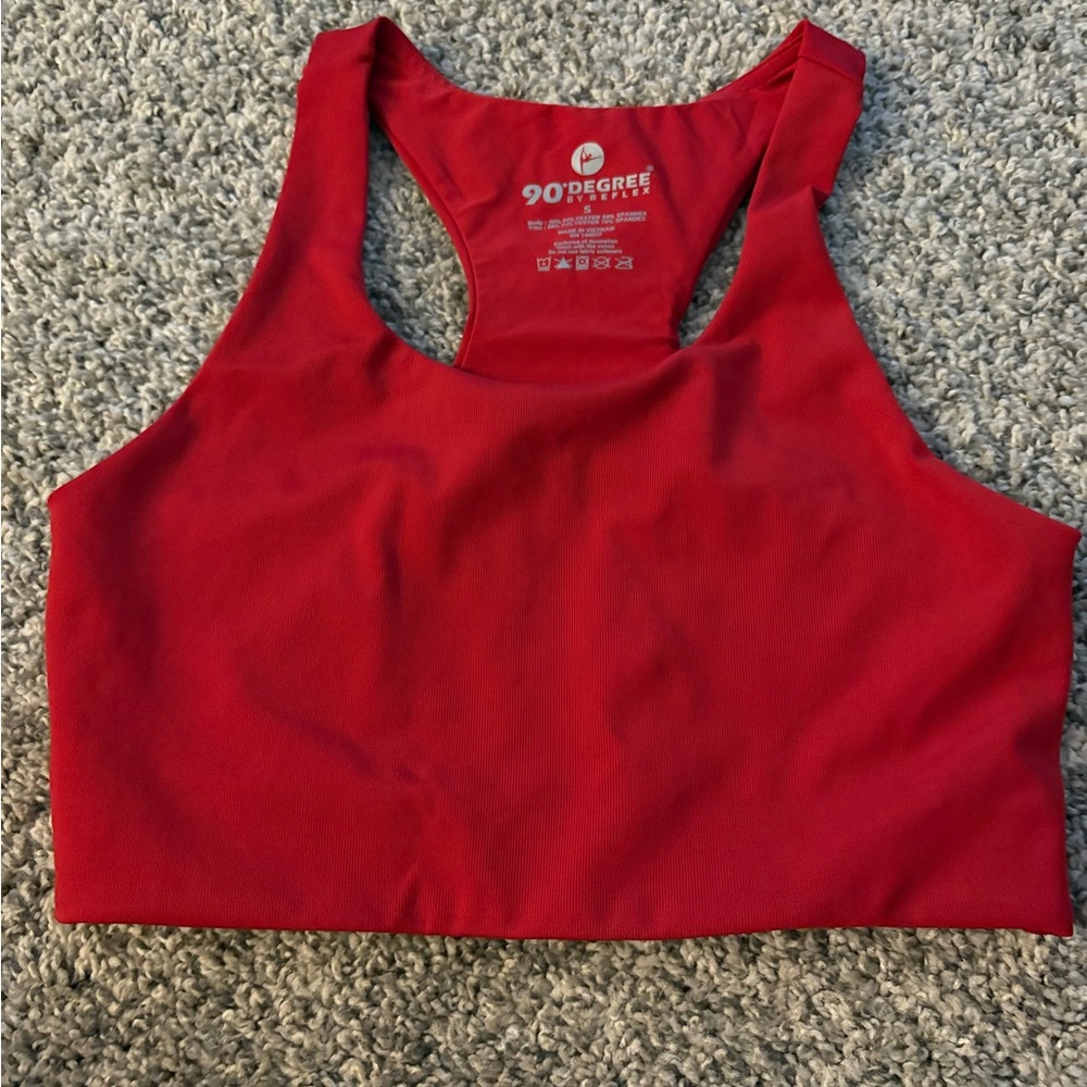 90 Degree By Reflex Bold Red Activewear Top